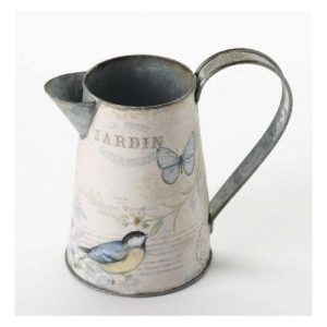 METAL BIRD AND BUTTERFLY JUG