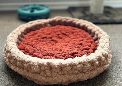 Pet Bed Terracotta and cream round
