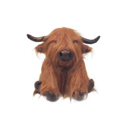 highland cow doorstop with faux fur