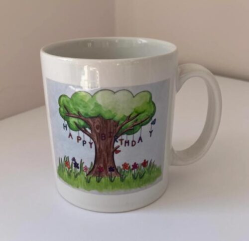 Happy birthday tree mug